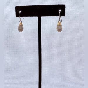 Vintage Artisan Silver 925 Small Textured Teardrop Earrings Goldtone Wrap 1”